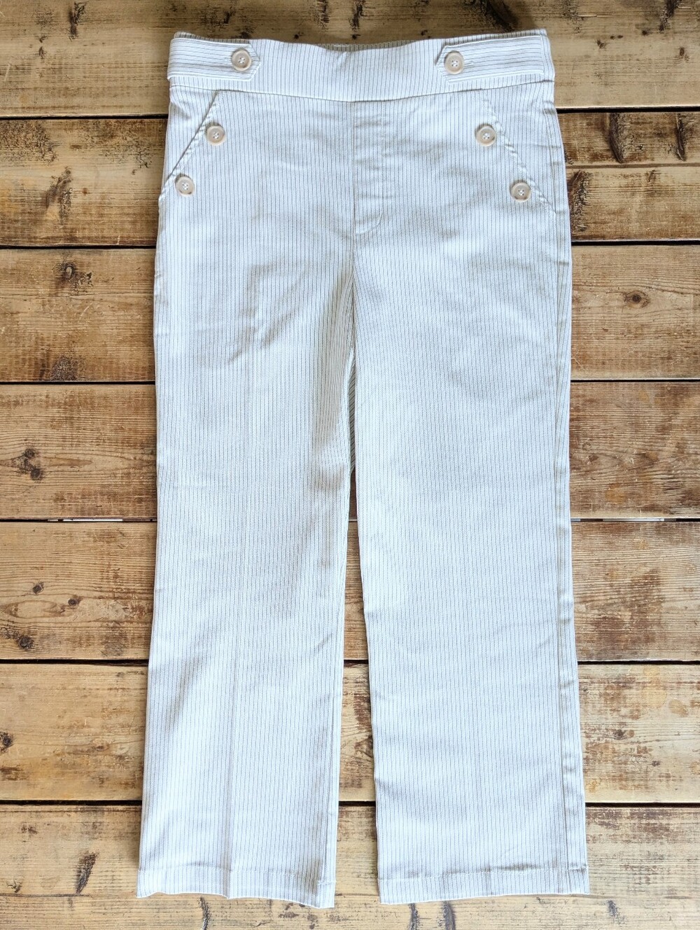 Sailor Pants M | Pinstripe Coastal Quiet Luxury Business Casual Vacation